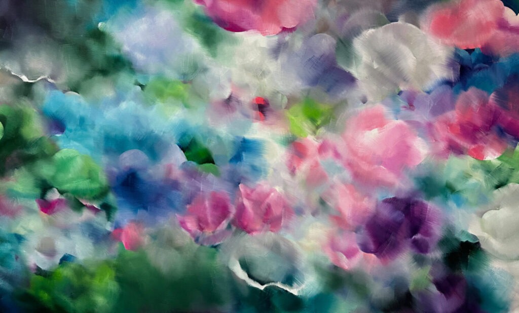 Himbeermond, 90 cm x 150 cm, oil on canvas, 2024